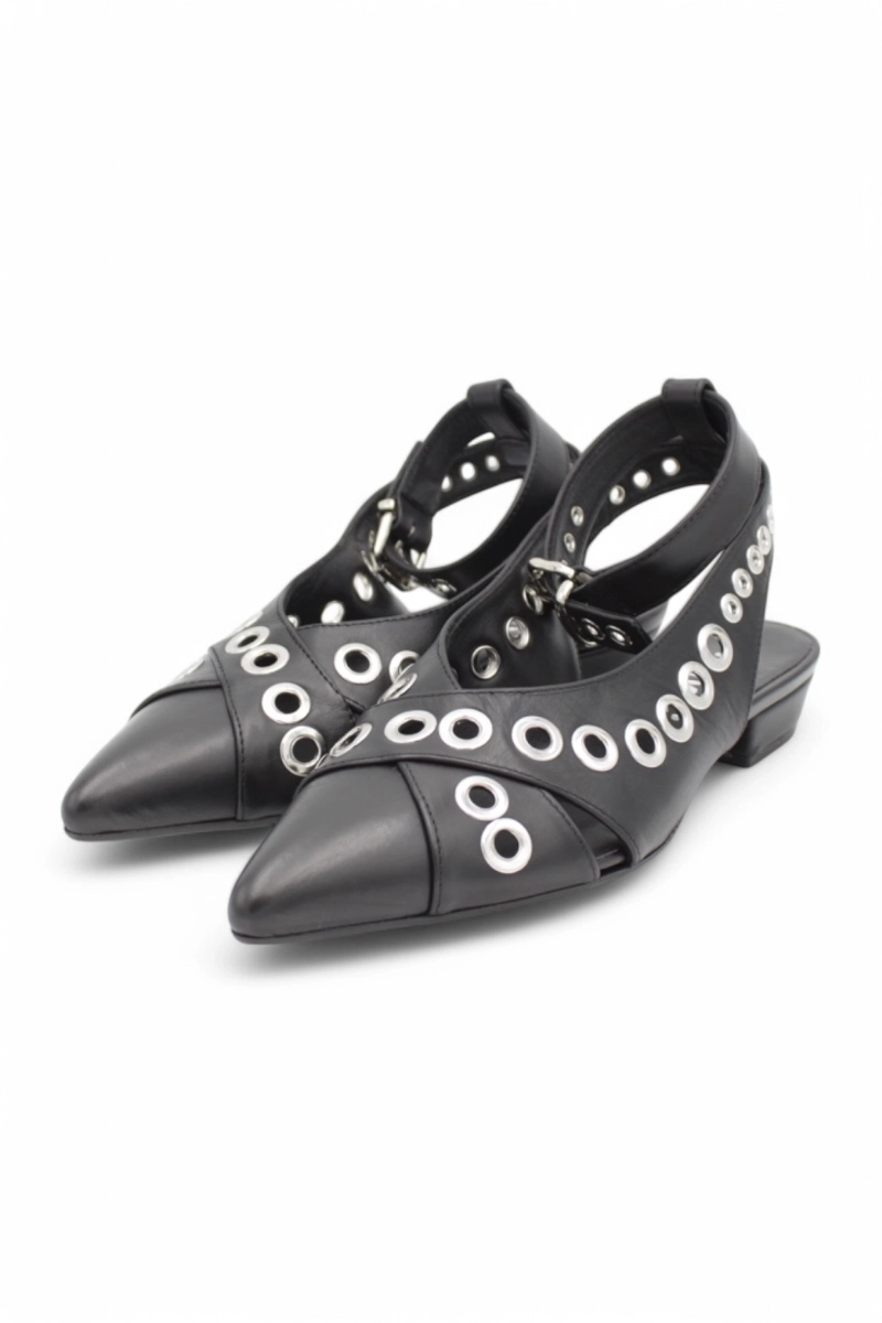 Mimmù Summer Ballet Flats Black Pointed Toe Low Heel | Nekst Shoes