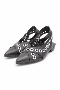 Mimmù Summer Ballet Flats Black Pointed Toe Low Heel | Nekst Shoes