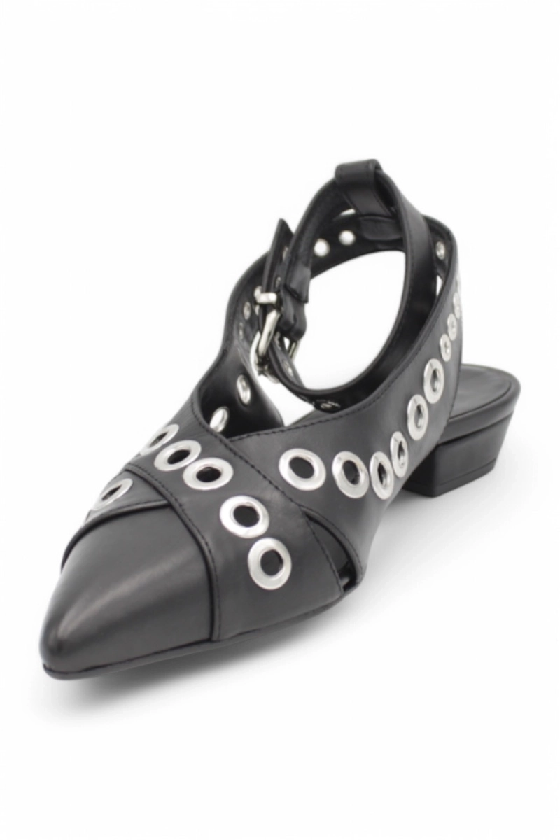 Mimmù Summer Ballet Flats Black Pointed Toe Low Heel | Nekst Shoes