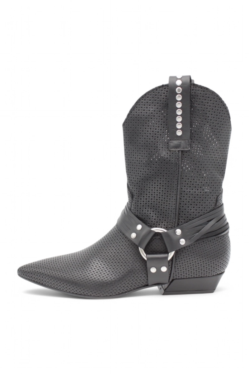 Mimmù Schwarze Sommer-Cowboy-Stiefel - Niedriger Absatz Frühling/Sommer 2025 | Nekst.shoes