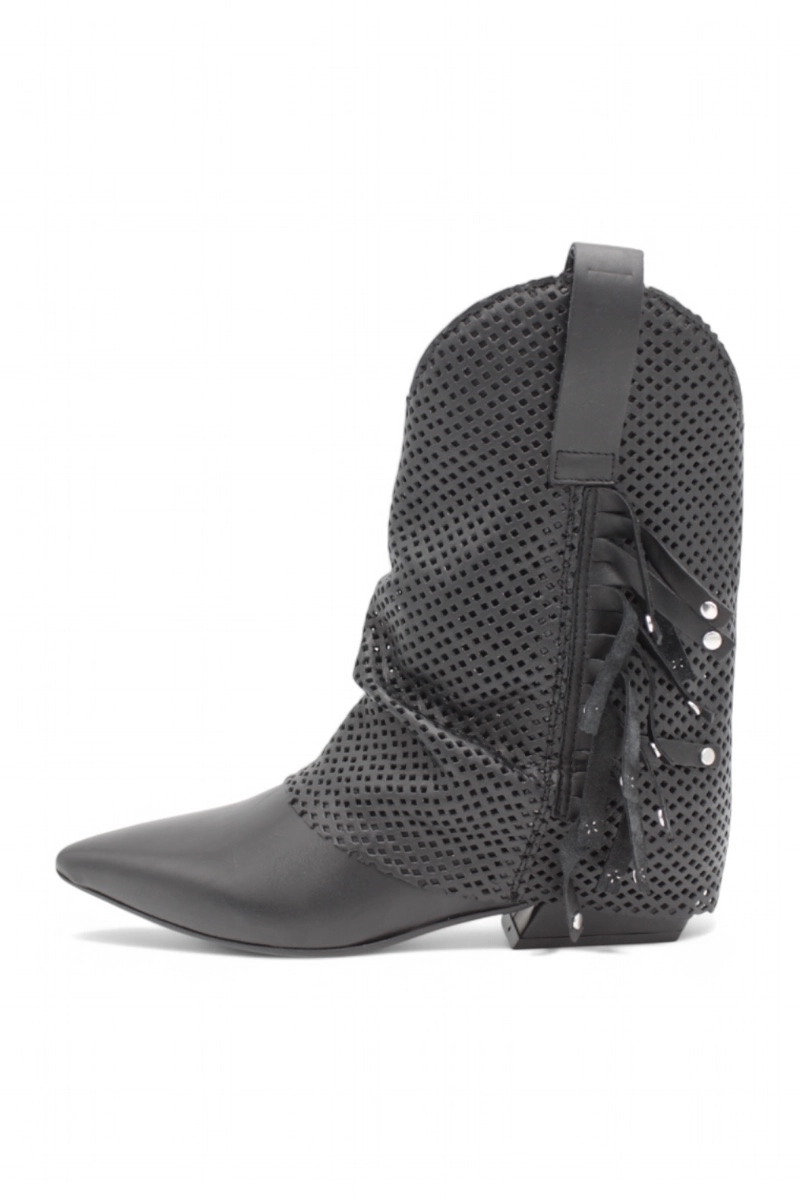 Mimmù Westernstiefel Schwarz F/S 2025 – Sommer-Cowboystiefel mit Absatz