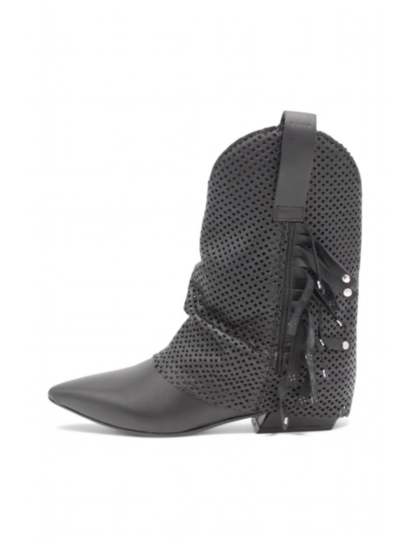 Mimmù Westernstiefel Schwarz F/S 2025 – Sommer-Cowboystiefel mit Absatz