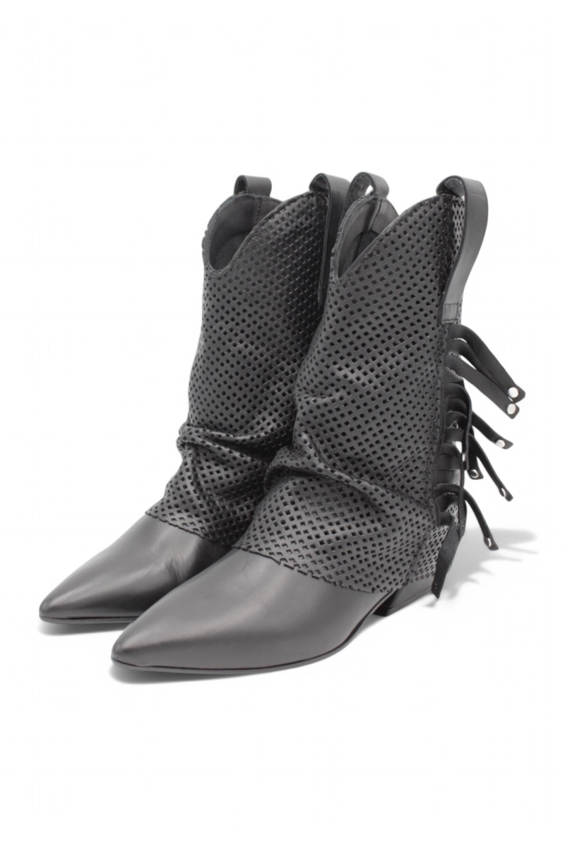 Mimmù Westernstiefel Schwarz F/S 2025 – Sommer-Cowboystiefel mit Absatz