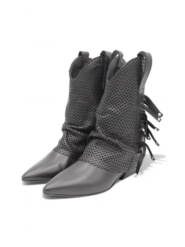 Mimmù Westernstiefel Schwarz F/S 2025 – Sommer-Cowboystiefel mit Absatz