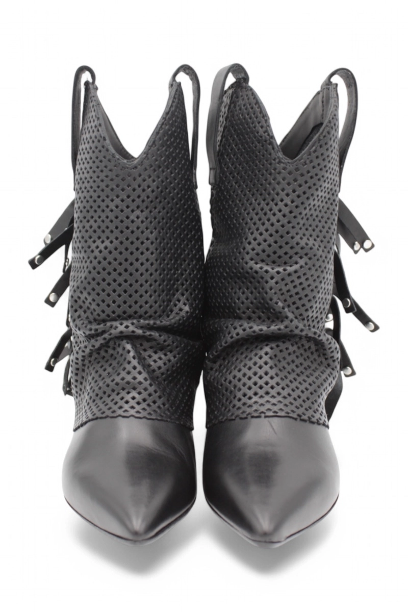 Mimmù Westernstiefel Schwarz F/S 2025 – Sommer-Cowboystiefel mit Absatz