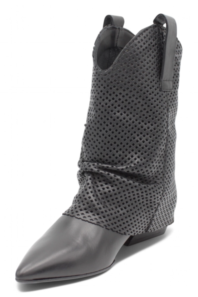Mimmù Westernstiefel Schwarz F/S 2025 – Sommer-Cowboystiefel mit Absatz