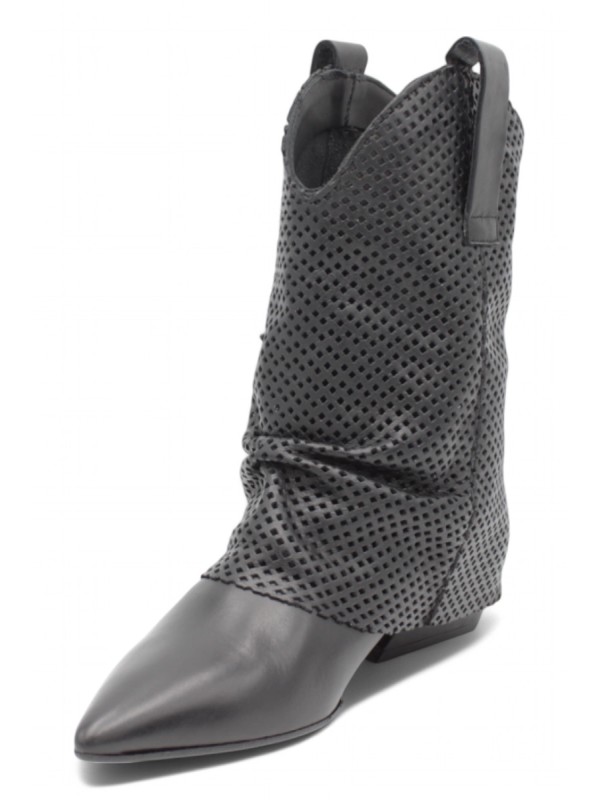Mimmù Westernstiefel Schwarz F/S 2025 – Sommer-Cowboystiefel mit Absatz