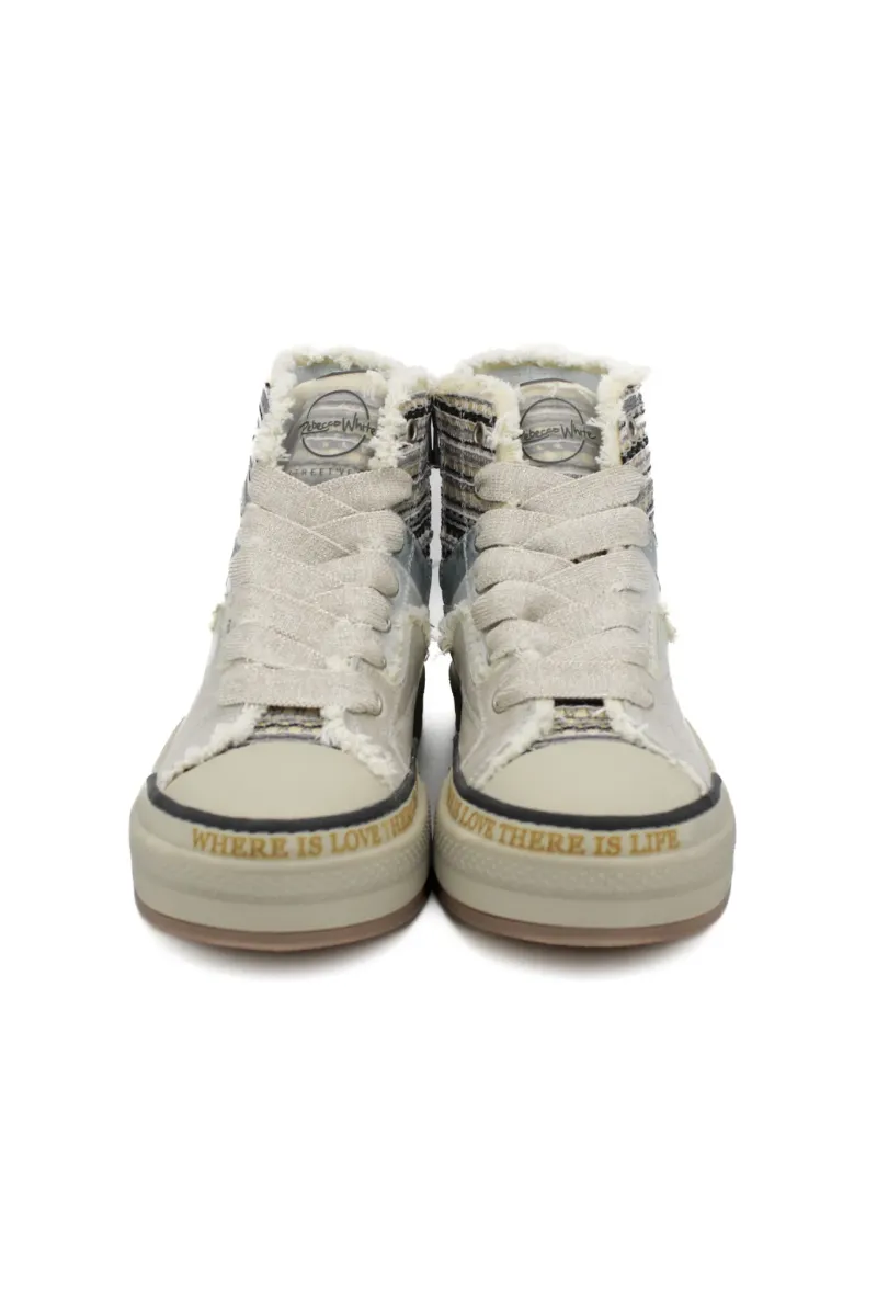 Sneakers alte Rebecca White donna PE25 con suola platform